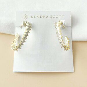 NEW Kendra Scott Juliette Gold White Crystal Oval Hoop Earrings